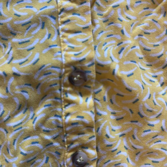 Anthropologie Maeve Blithe Yellow Printed Tie Sleeve Buttondown Top Size 0 - Picture 2 of 5